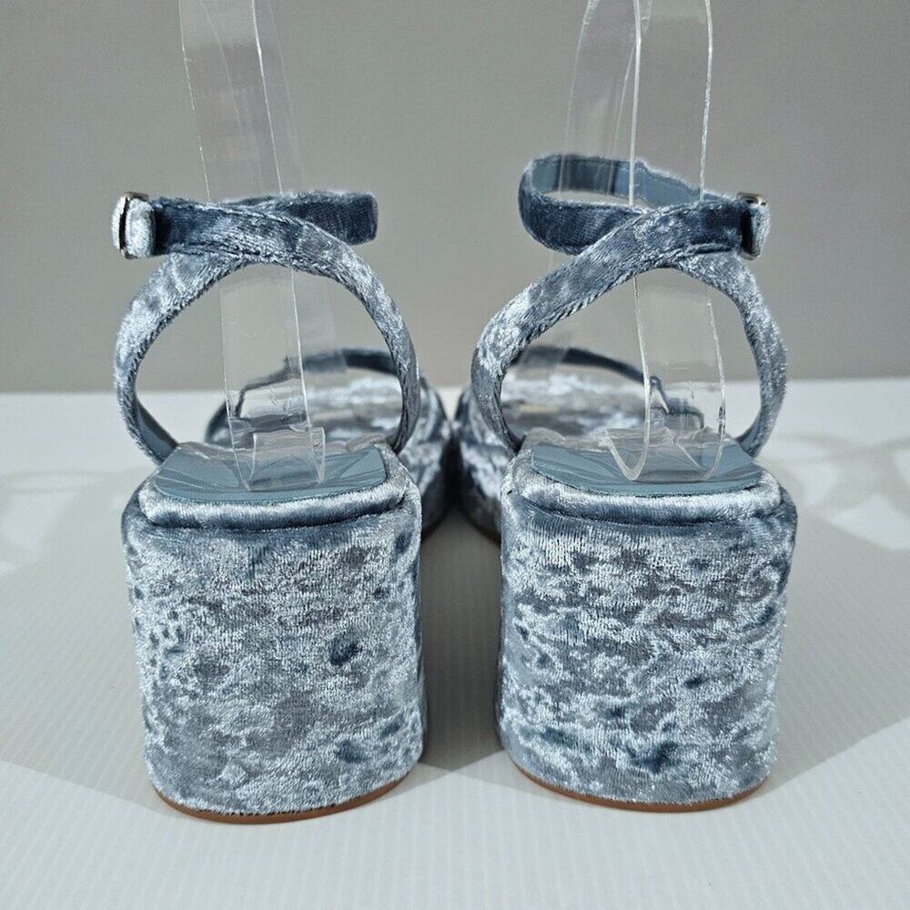 Jeffrey Campbell Activate Platform Sandal Womens 8 Blue Crushed Velvet Heels NEW - Picture 8 of 13